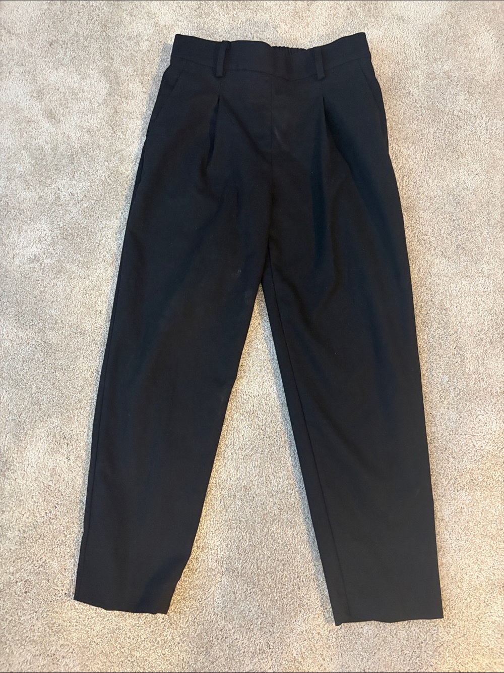 LOFT Black Pleated Cropped Tapered Pants
